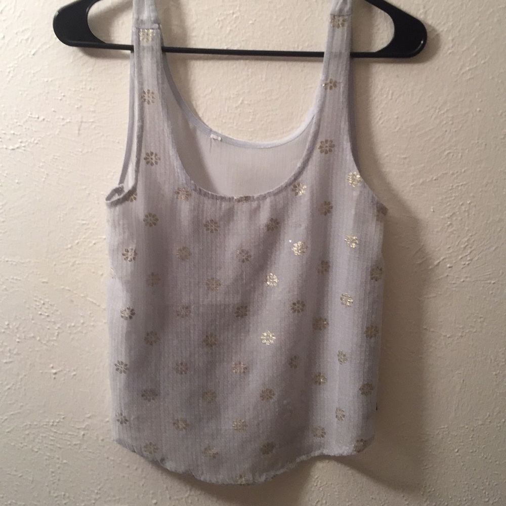 A&f tank with clear sequins  and gold flowers